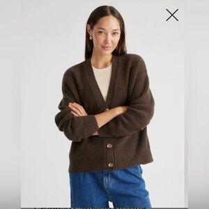 Quince Mongolian Cashmere Fisherman Cropped Cardigan Sweater